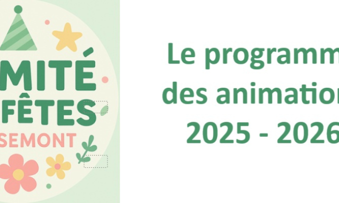 Calendrier des animations - saison 2025-2026