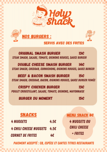 Carte Holy Shack - Food truck