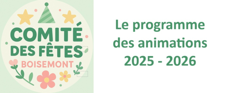 Calendrier des animations - saison 2025-2026